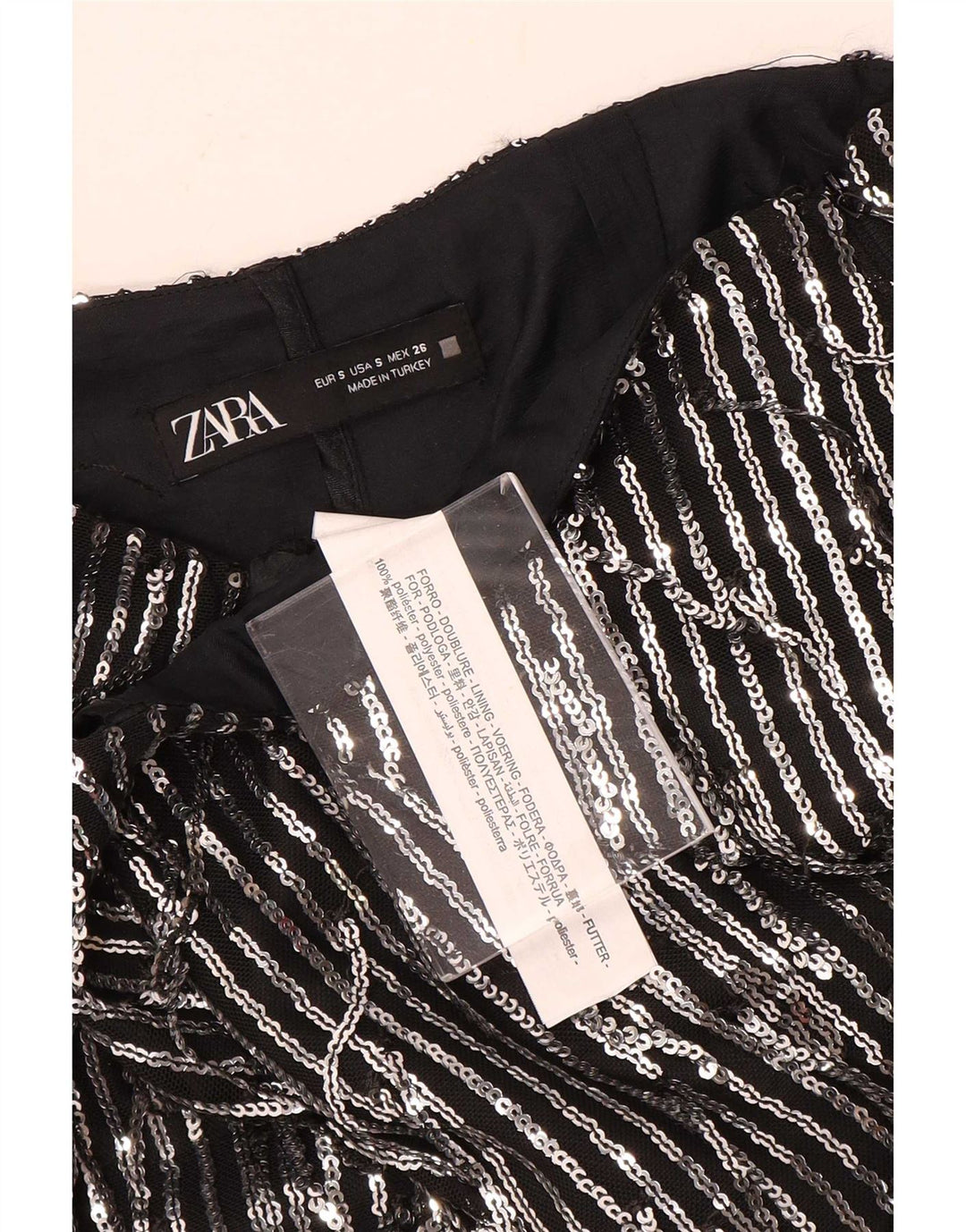 Fusta Mini Zara Femei Mică W26 Poliester cu dungi negre
