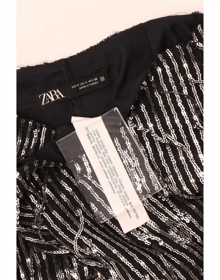 Fusta Mini Zara Femei Mică W26 Poliester cu dungi negre