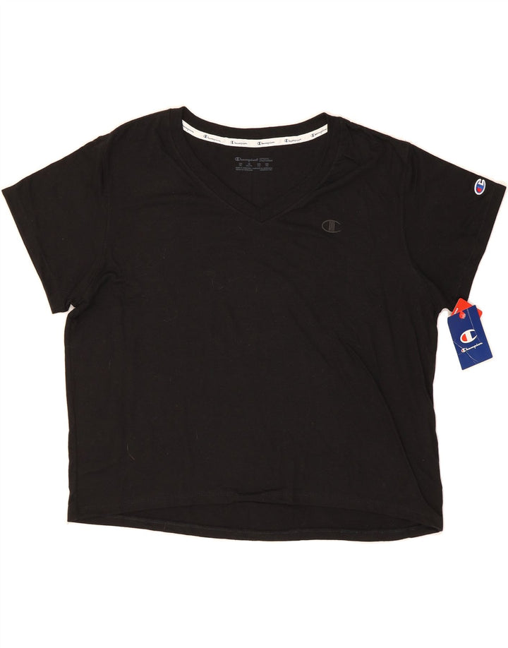 CHAMPION Womens T-Shirt Top UK 20 2XL Black Polyester Vintage Champion and Second-Hand Champion from Messina Hembry 