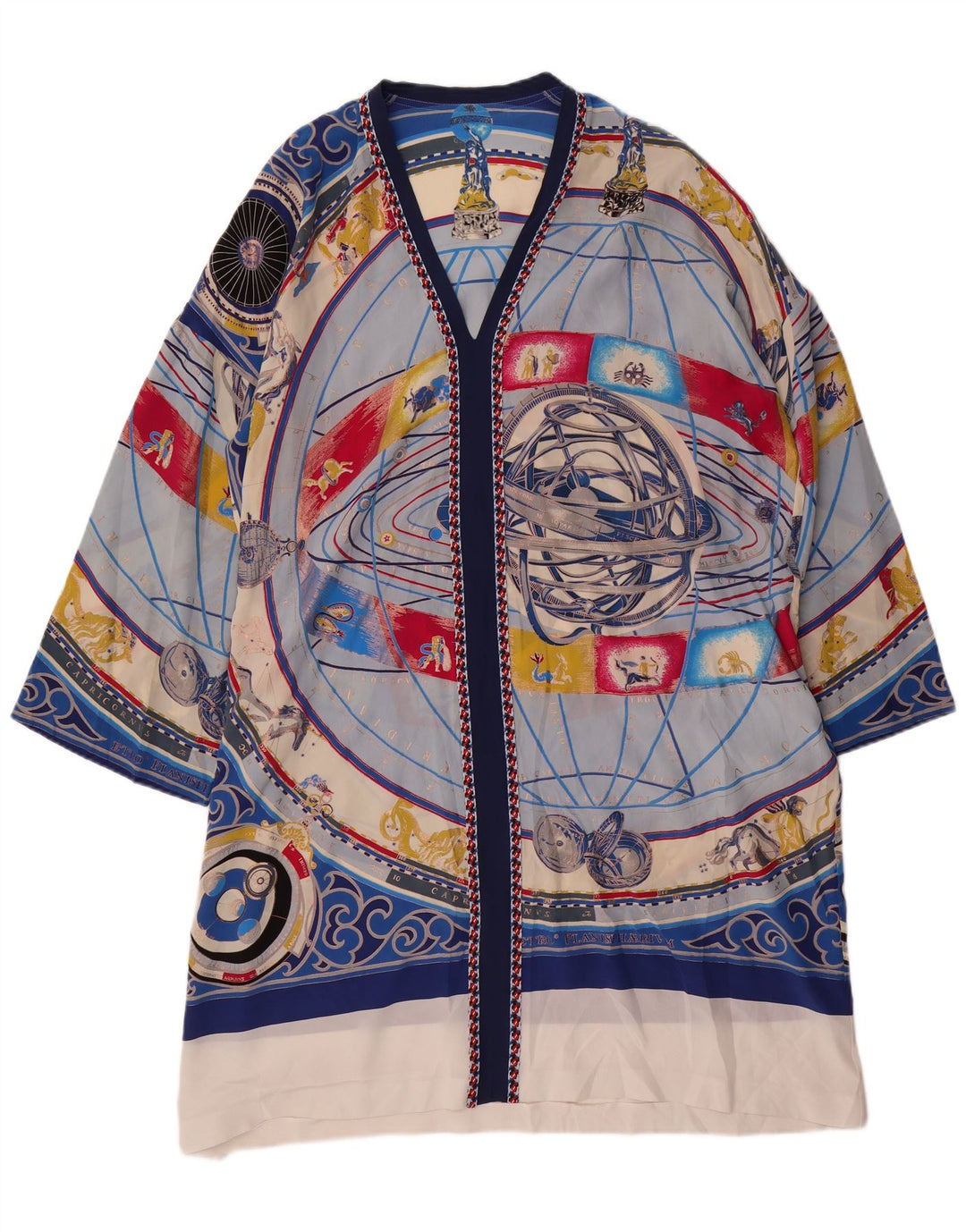 VINTAGE Rochie supradimensionată pentru femei cu model abstract, UK 14, albastru mediu