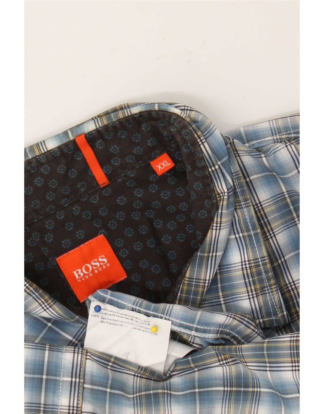 Cămașă pentru bărbați Hugo Boss 2XL, bumbac cu carouri albastre