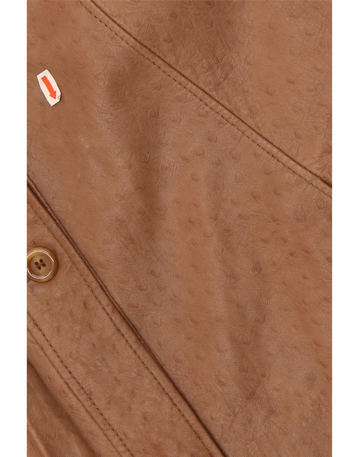 Palton supradimensionat din piele vintage pentru femei EU 40 din piele medie bej