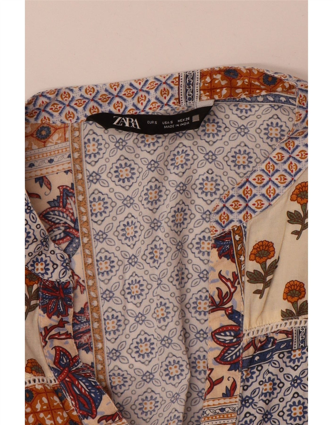 Rochie cu mâneci lungi pentru femei Zara UK 10, patchwork multicolor mic