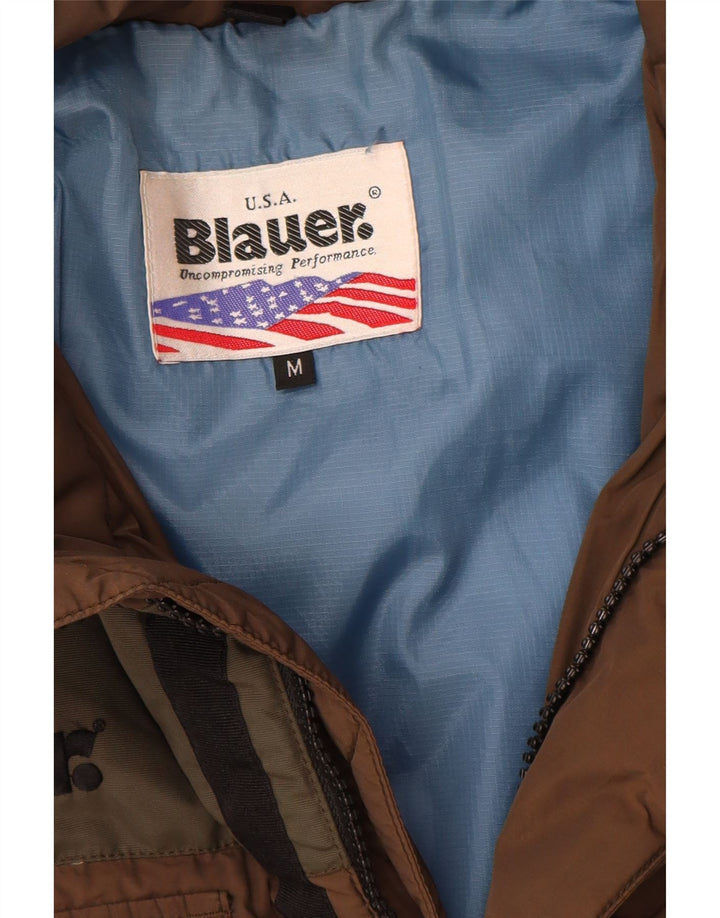 Jachetă căptușită cu grafică Blauer pentru bărbați UK 38, maro mediu, nailon color bloc