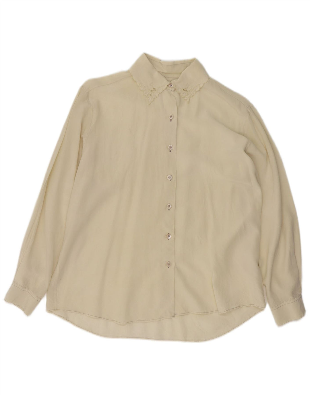 Cămașă Vintage cu mânecă lungă pentru femei, cu ajustare obișnuită, UK 14 Medium Off White