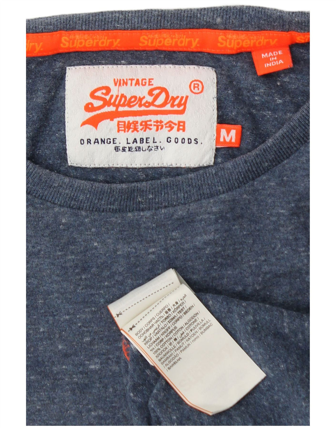 SUPERDRY Tricou Bărbați Top Mediu Bleumarin Bumbac Pete