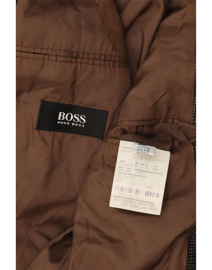 Blazer pentru bărbați Hugo Boss cu 3 nasturi EU 50 Lână mare cu pete maro