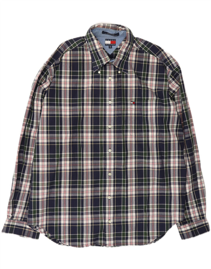 Cămașă pentru bărbați TOMMY HILFIGER 2XL, bumbac cu carouri bleumarin