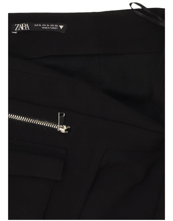 Fustă mini pentru femei cu talie înaltă ZARA XL W32 poliester negru