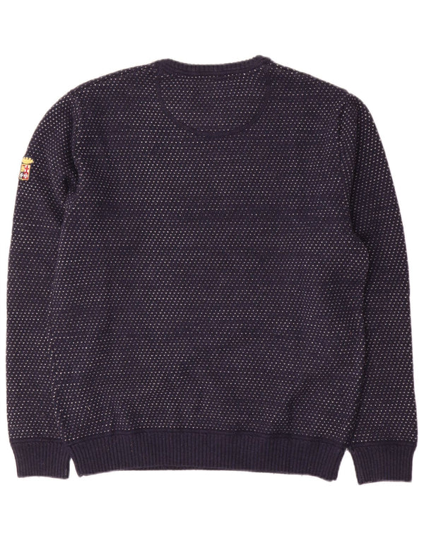 Marina Militare Pulover pentru bărbați cu gât de barcă, 2XL, lână cu pete, albastru bleumarin