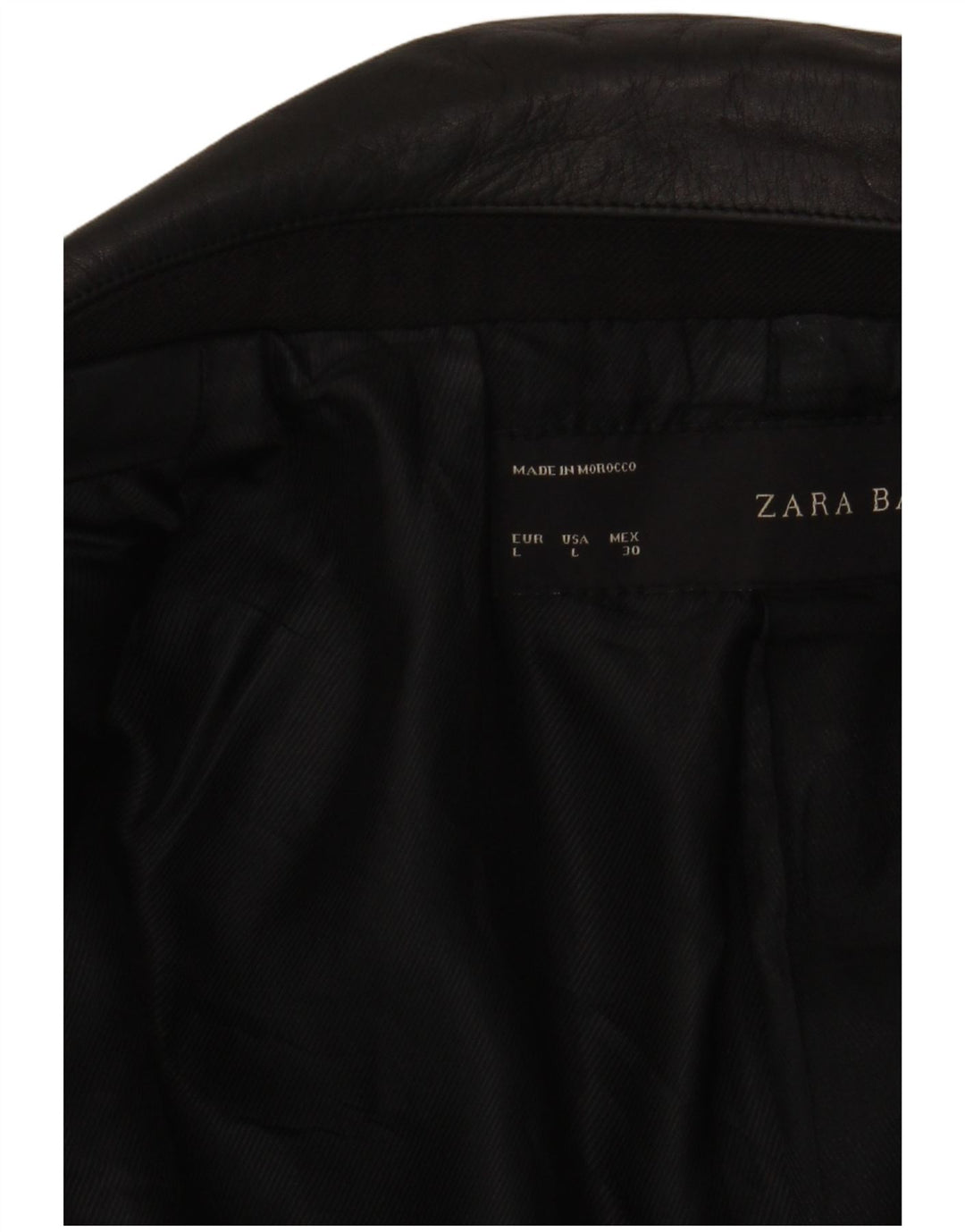 ZARA Womens Crop Biker Jacket UK 14 Large Black