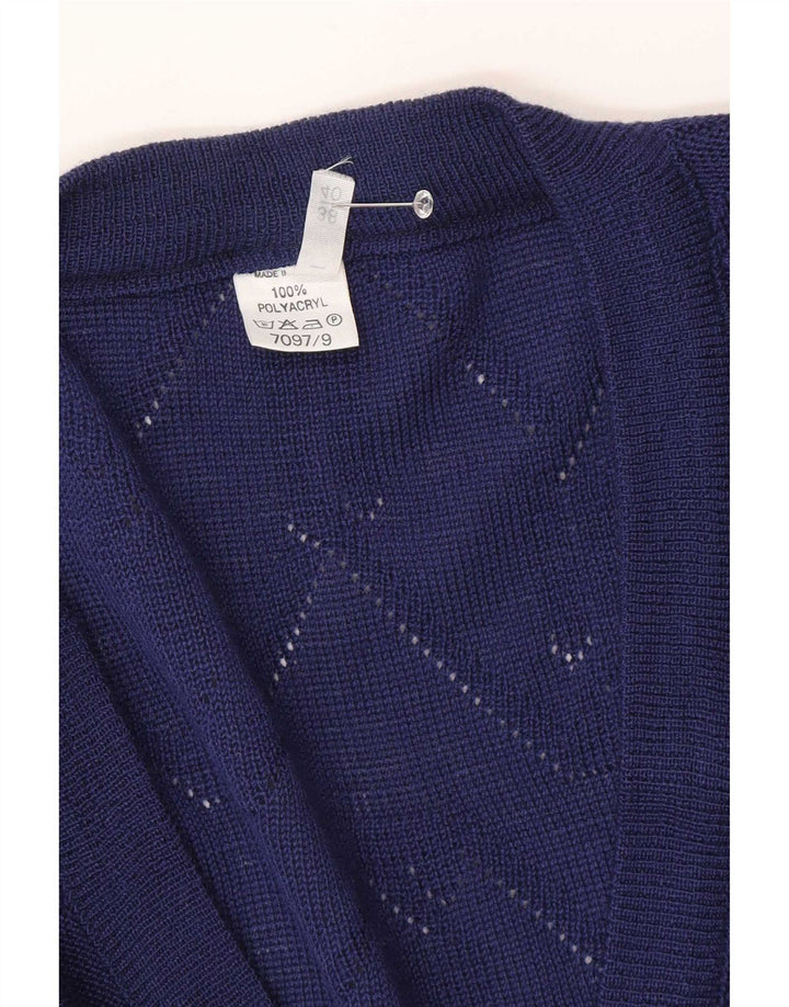 Pulover Cardigan Vintage pentru Femei EU 38/40 Medium Blue Chevron Poliacrilic