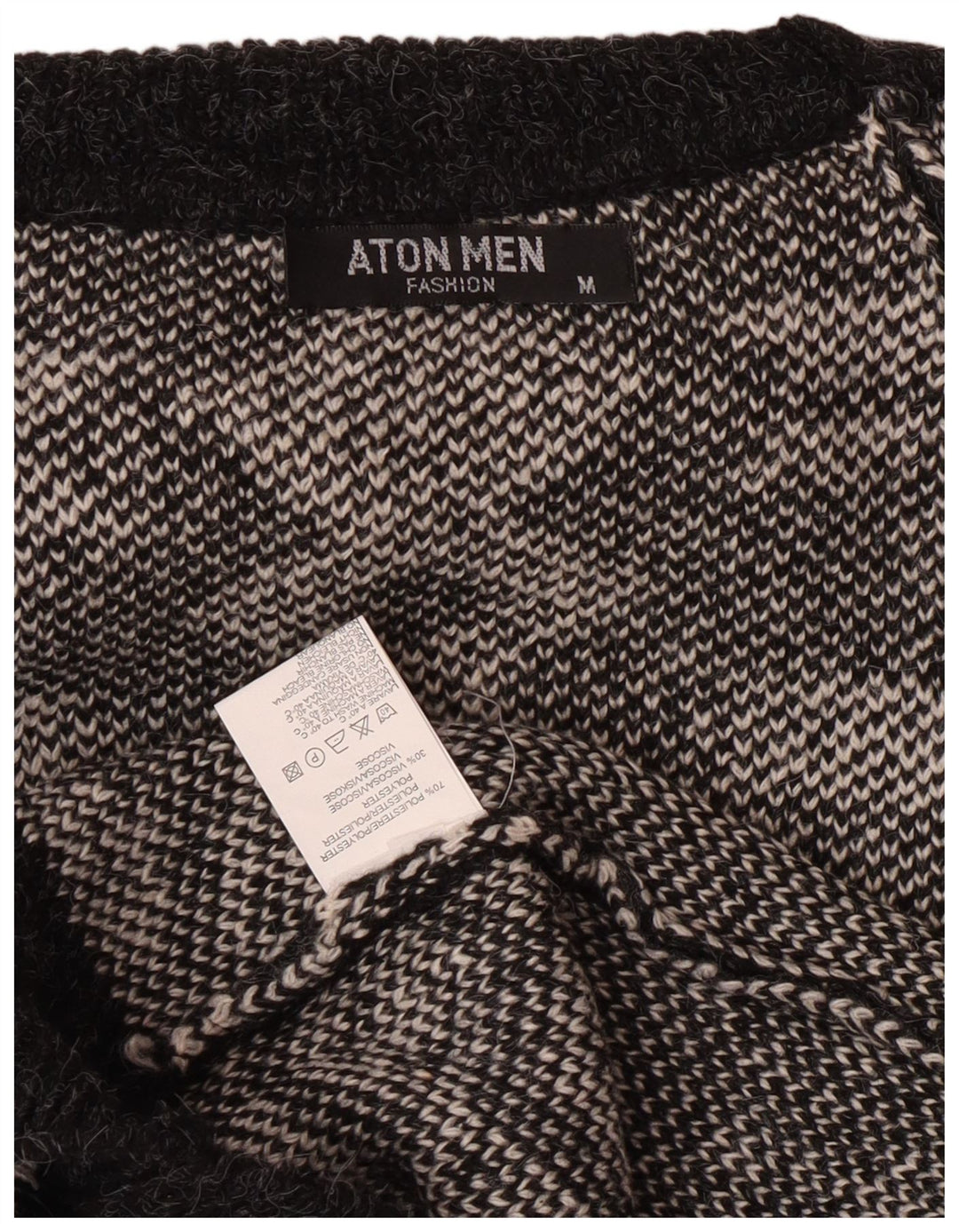 Pulover pentru bărbați Aton cu gât țestoasă, mediu negru, Fair Isle Crăciun