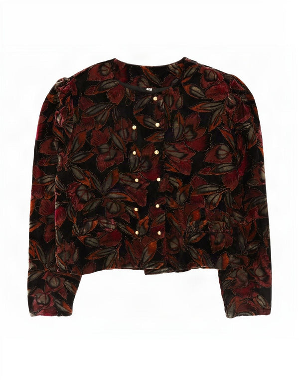 Blazer Vintage pentru femei din catifea IT 44 Medium Multicolor Floral