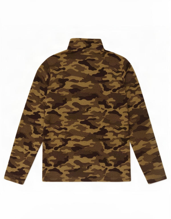 Jumper pentru bărbați Mountain Warehouse, din lână, cu fermoar și gât, camuflaj verde XS