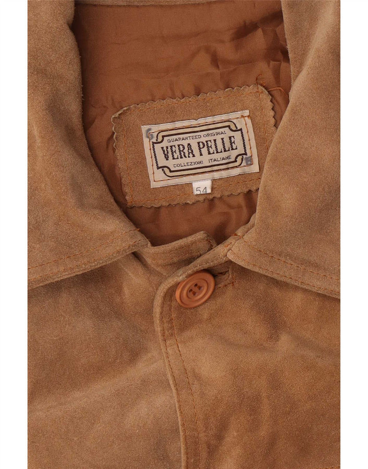 Jachetă vintage pentru bărbați din piele intoarsa IT 54 2XL din piele maro