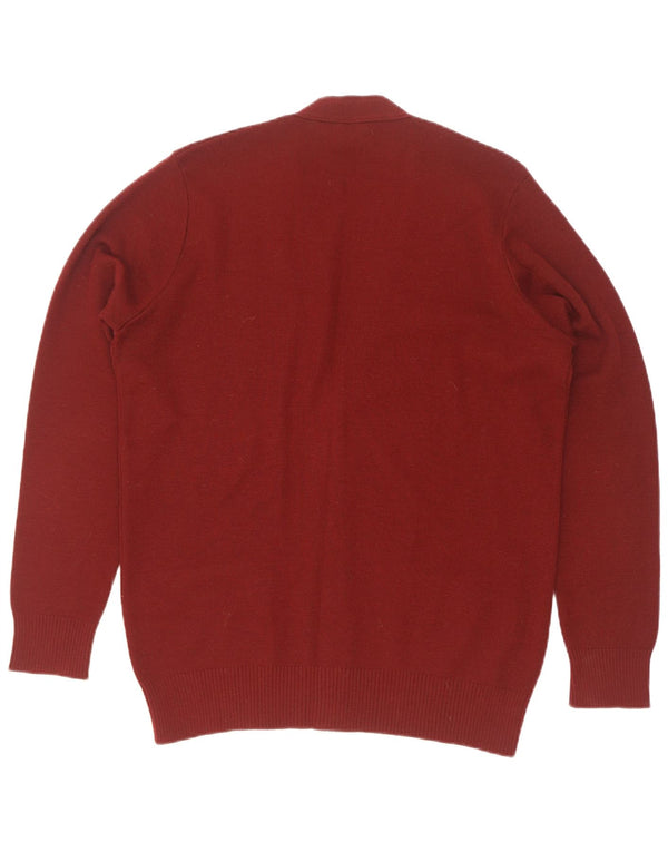 Pulover Cardigan Vintage pentru bărbați IT 54 XL Lână virgină Bordeaux