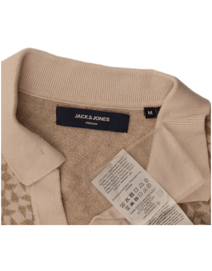 Tricou polo Jack & Jones pentru bărbați, bumbac geometric, bej mediu