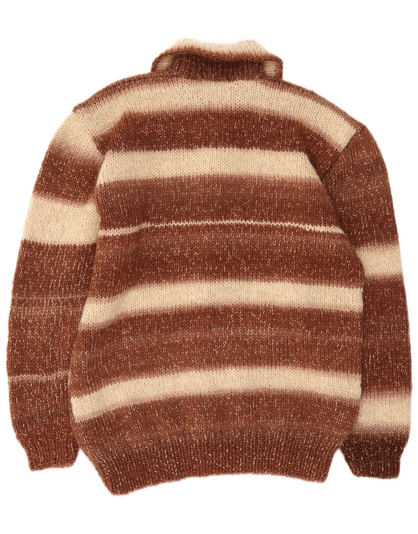 Pulover Cardigan Vintage pentru femei UK 20 2XL Maro Colorblock