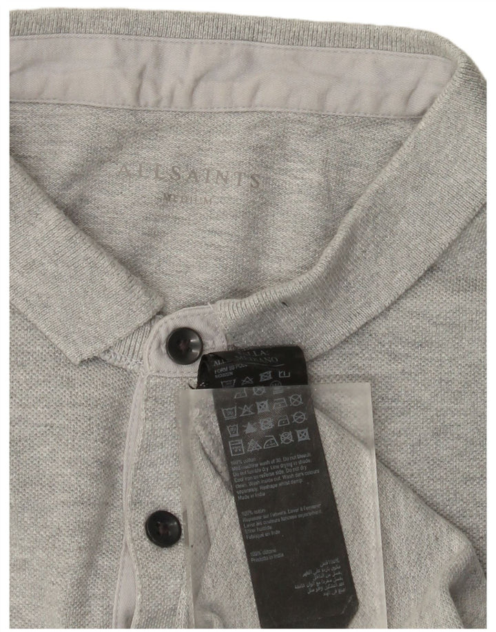 Tricou polo pentru bărbați All Saints, bumbac gri mediu
