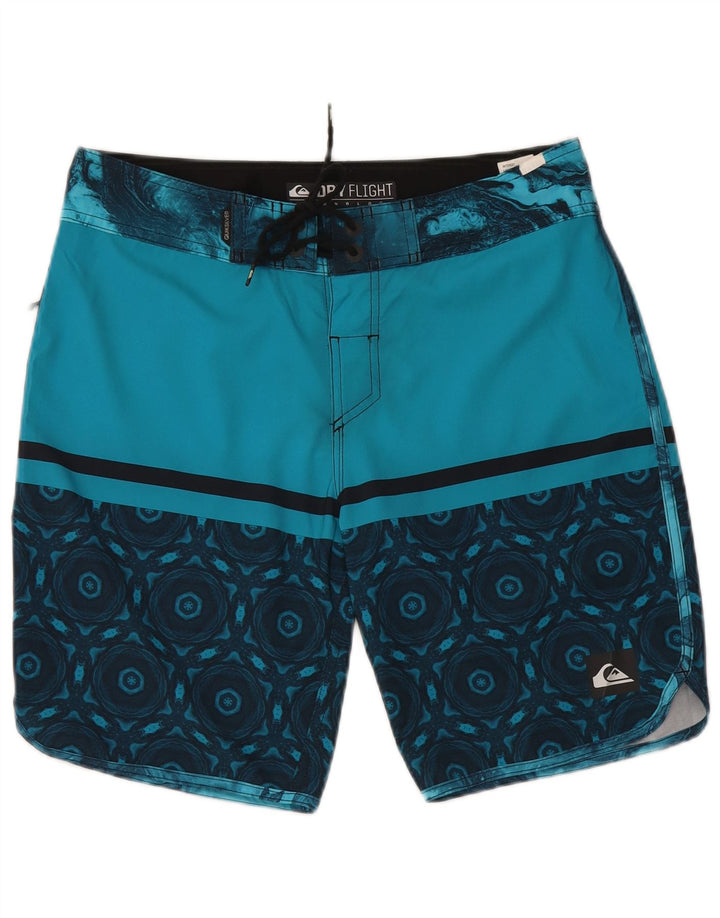 Pantaloni scurți de înot Quiksilver pentru bărbați, poliester geometric, albastru mic