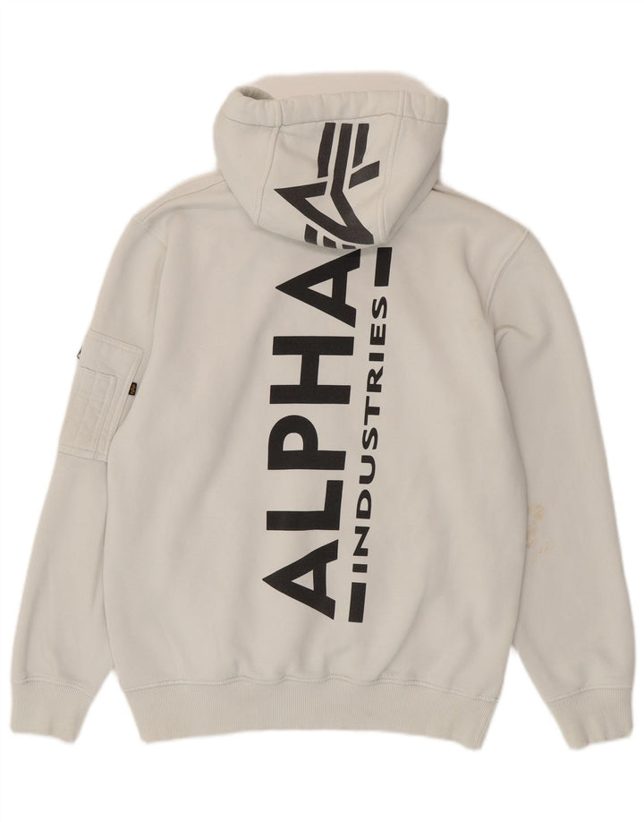 ALPHA INDUSTRIES Pulover grafic pentru bărbați din bumbac mare, alb