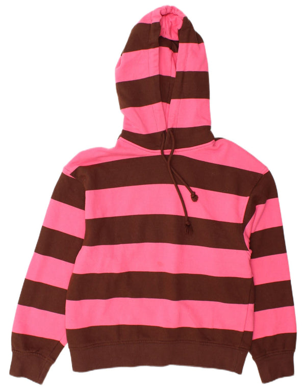 Zara Womens Oversized Hoodie Jumper UK 10 Small Pink Striped Cotton