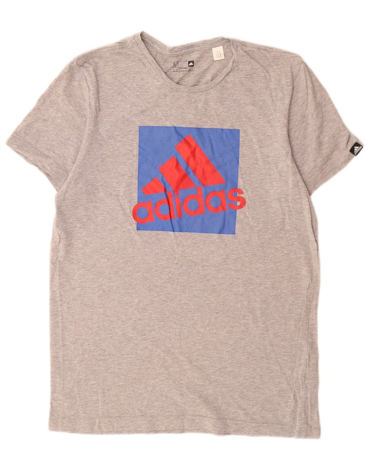 Tricou grafic pentru bărbați Adidas Top Mediu Gri, bumbac cu pete