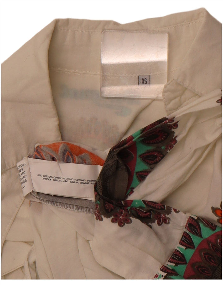 Cămașă grafică DESIGUAL pentru femei UK 6 XS Bumbac alb Paisley