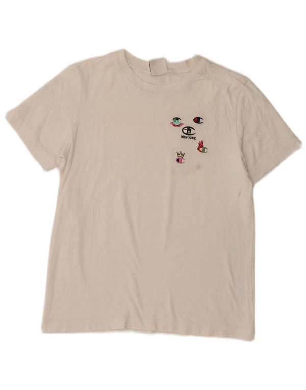 Champion Womens Graphic T-Shirt Top UK 12 Medium White