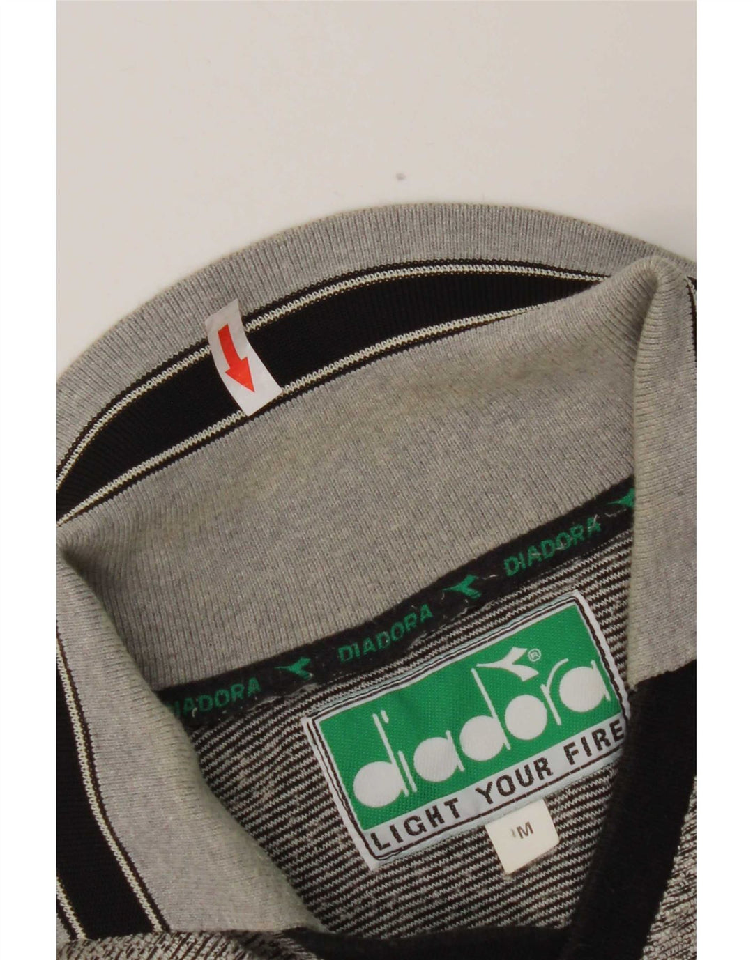 Tricou polo pentru bărbați Diadora, poliester cu dungi gri medii