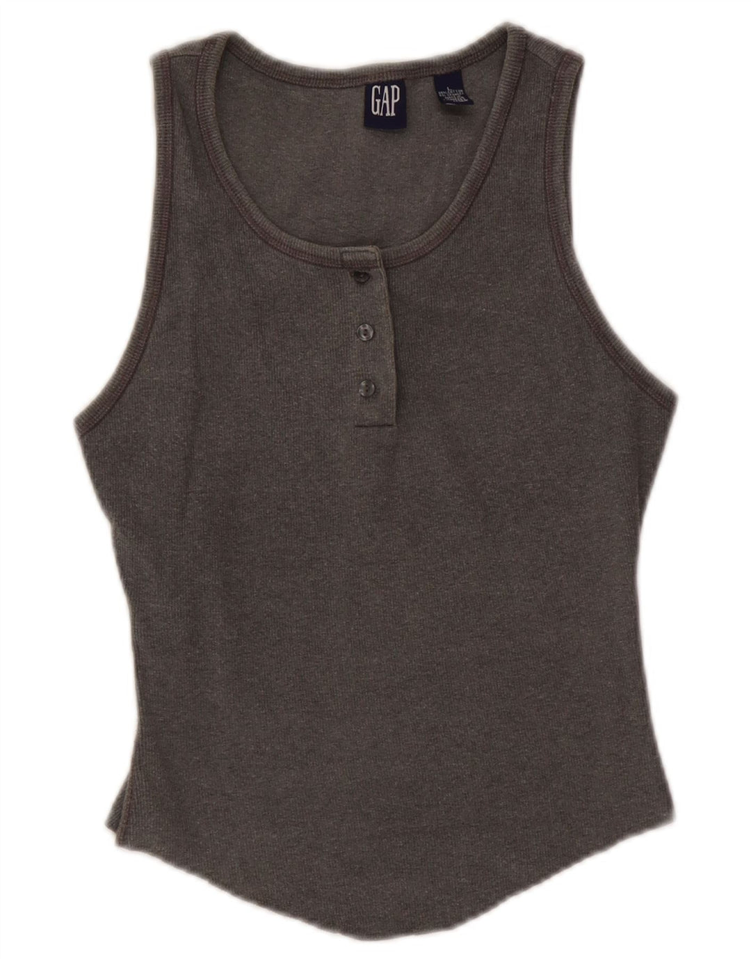 Gap Womens Crop Vest Top UK 14 Large Gri Bumbac