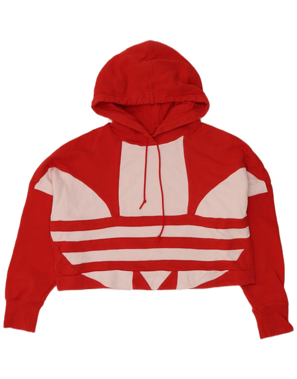Jumper Adidas pentru femei oversized Crop Graphic Hoodie UK 8 Small Red