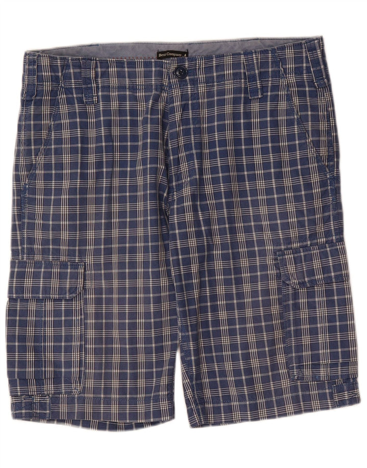 BEST COMPANY Pantaloni scurți cargo pentru bărbați IT 50 Large W34 Blue Gingham Bumbac