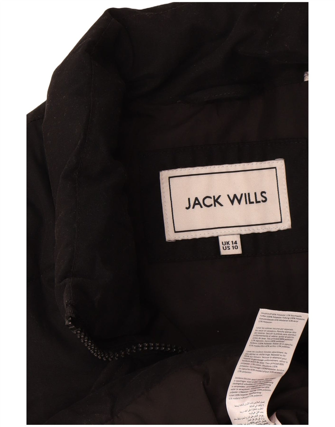 Jack Wills Gilet pentru femei UK 14, mare, negru, bumbac