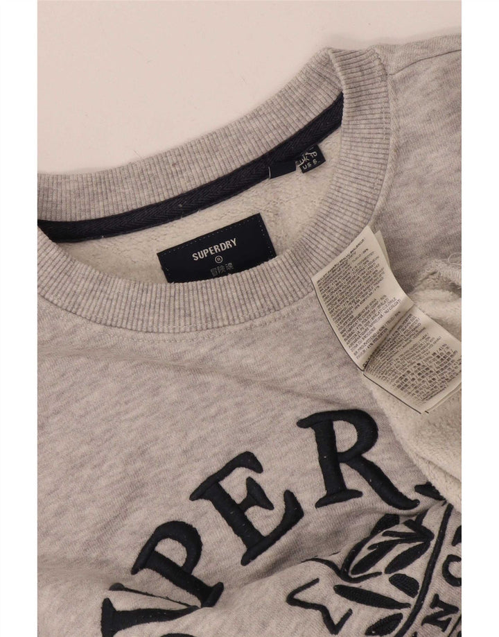 Pulover supradimensionat cu grafic pentru femei Superdry UK 10 Bumbac gri mic