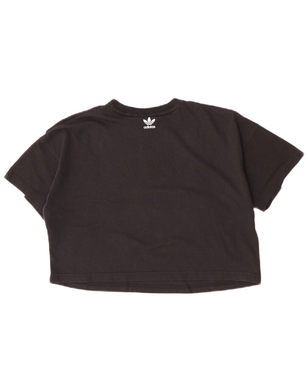 Tricou cu grafic supradimensionat pentru femei Adidas UK 4 XS bumbac negru