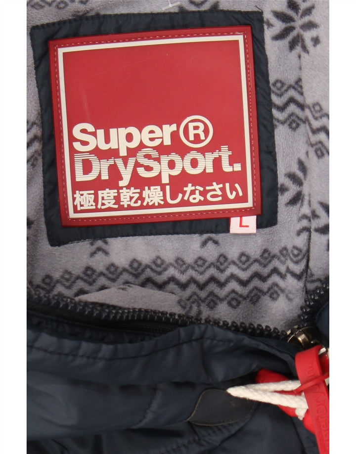 Jachetă căptușită cu glugă Superdry pentru femei UK 14 mare, albastru bleumarin, poliester