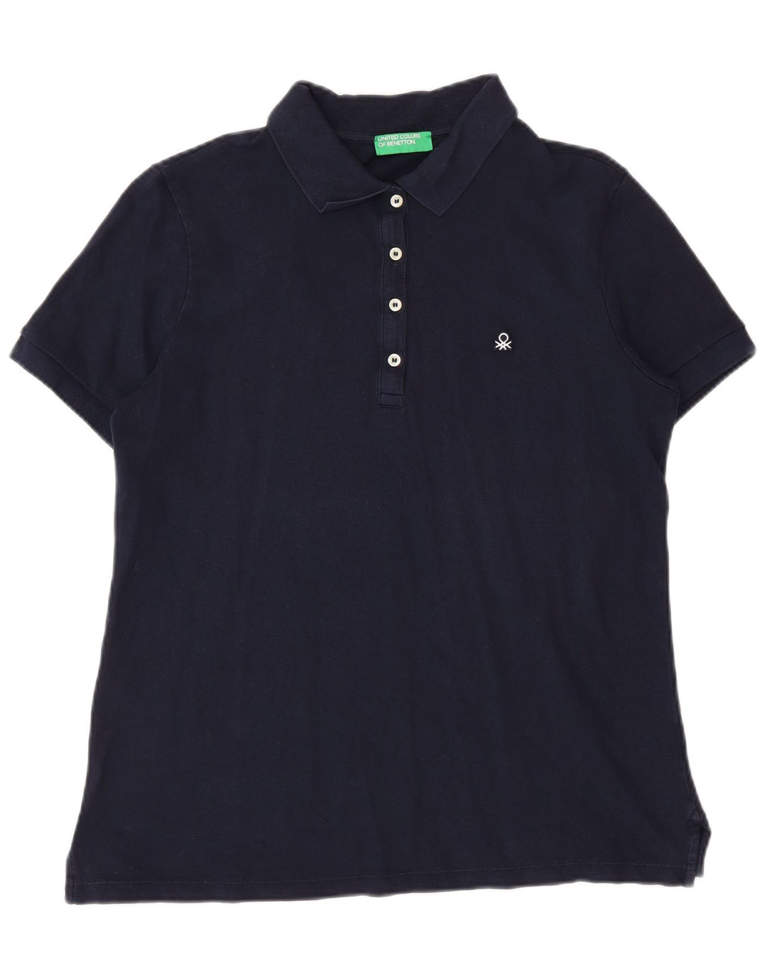 Tricou polo Benetton pentru femei UK 14 Medium Bluemarin Bumbac