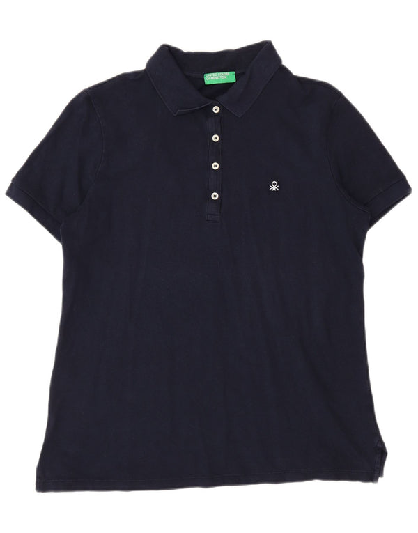 Tricou polo Benetton pentru femei UK 14 Medium Bluemarin Bumbac