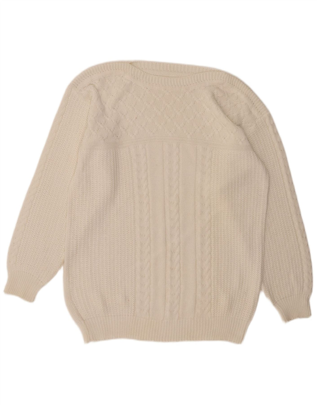 Pulover VINTAGE pentru femei cu gât de barcă UK 14 Large White