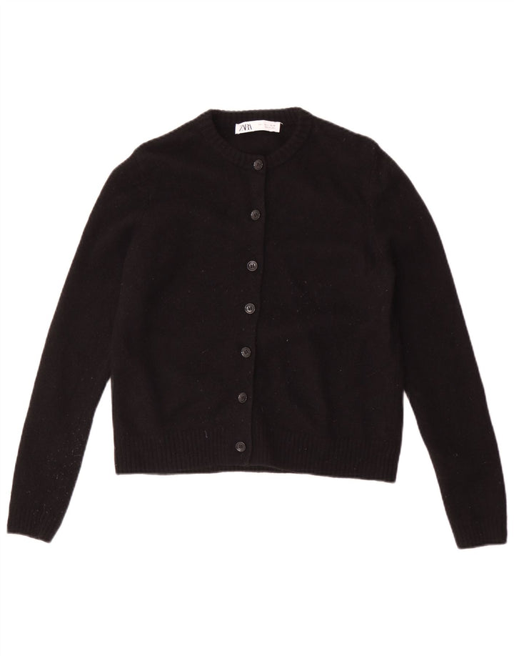 Pulover cardigan pentru femei Zara UK 14 Lână neagră mare