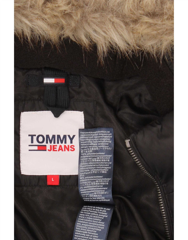 Palton căptușit cu glugă pentru femei Tommy Hilfiger UK 14 Poliester negru mare