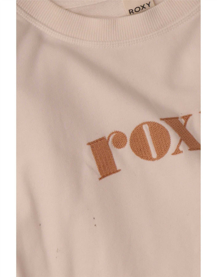 Pulover de hanorac oversize crop grafic Roxy pentru femei UK 10 Small White