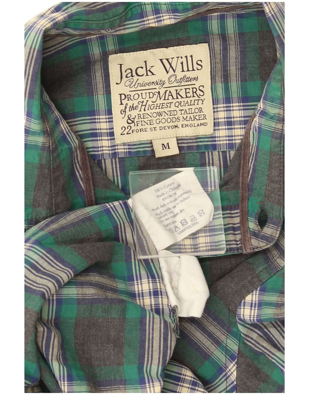 Cămașă Jack Wills pentru bărbați, bumbac cu carouri verde mediu