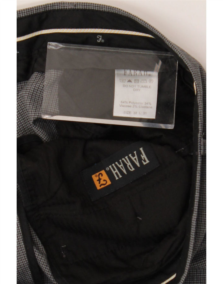 Pantaloni drepți FARAH pentru bărbați L38 L31 poliester cu carouri gri