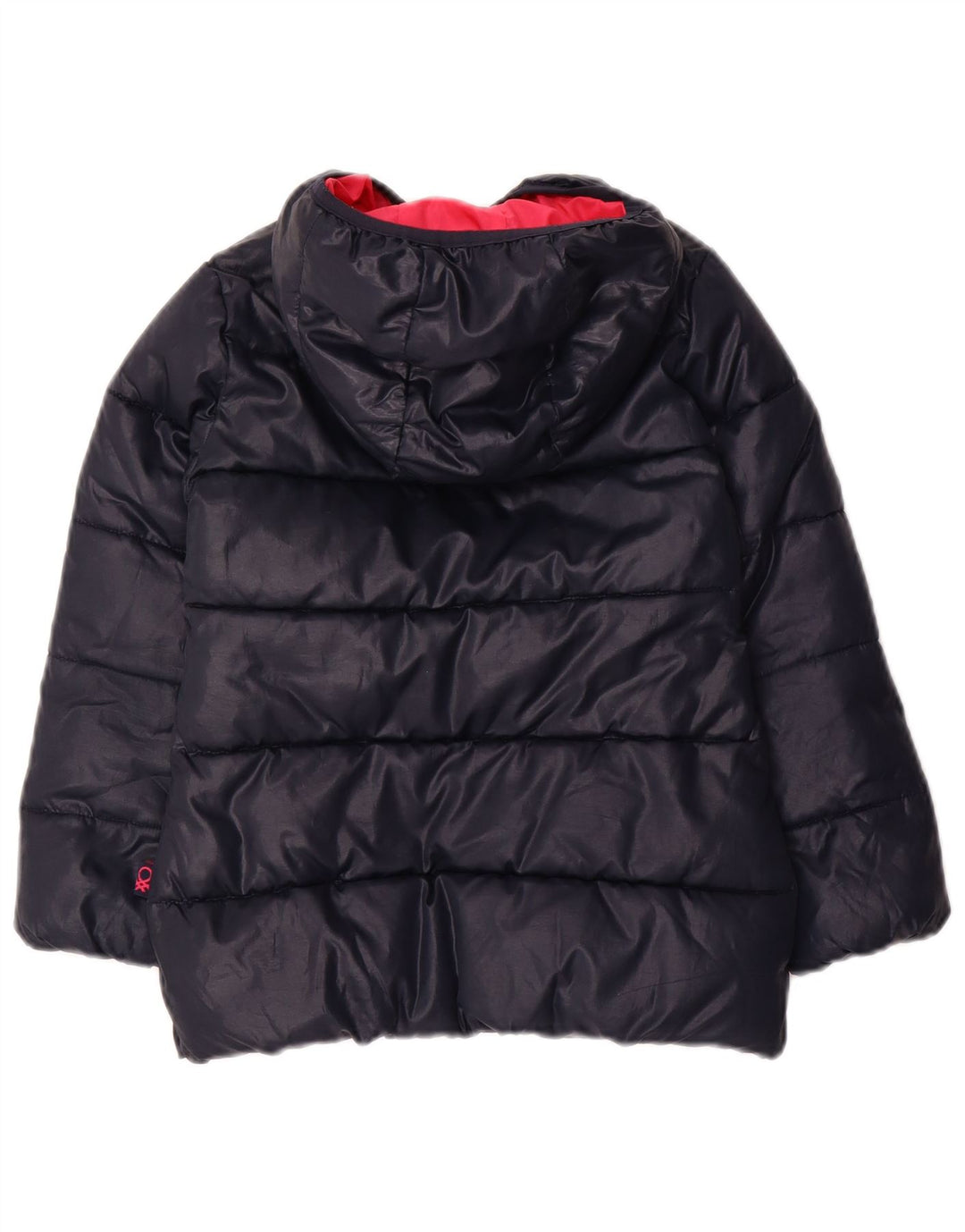 Jachetă căptușită cu glugă BENETTON pentru fete 4-5 ani XS poliester bleumarin