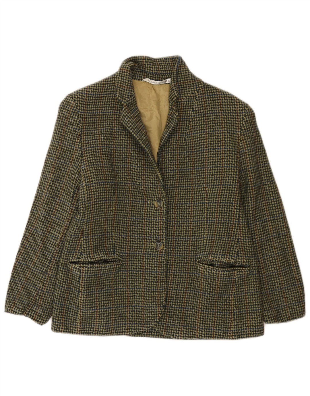 Jachetă pentru femei Marks & Spencer Petite Blazer UK 12 Medium Green Houndstooth