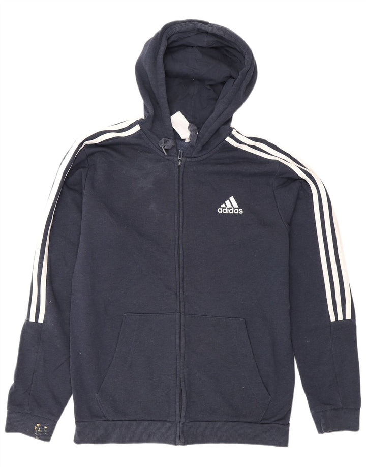 Pulover Adidas pentru bărbați, cu fermoar, bumbac, albastru, mediu