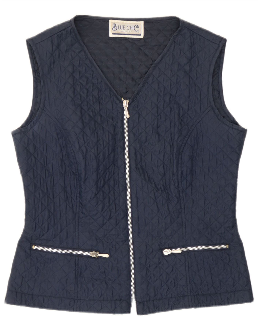 Gilet matlasat Vintage pentru femei IT 42 Poliester bleumarin mediu